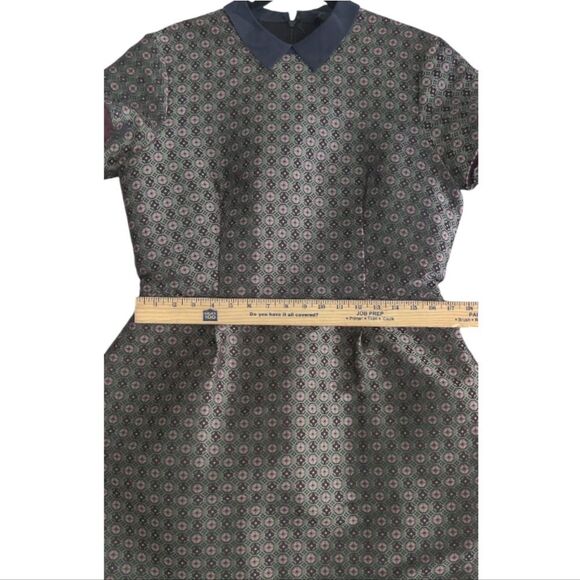 Club Monaco Talis Brocade Patterned Mini Dress with Blue Collar Sz 12 - Picture 9 of 12